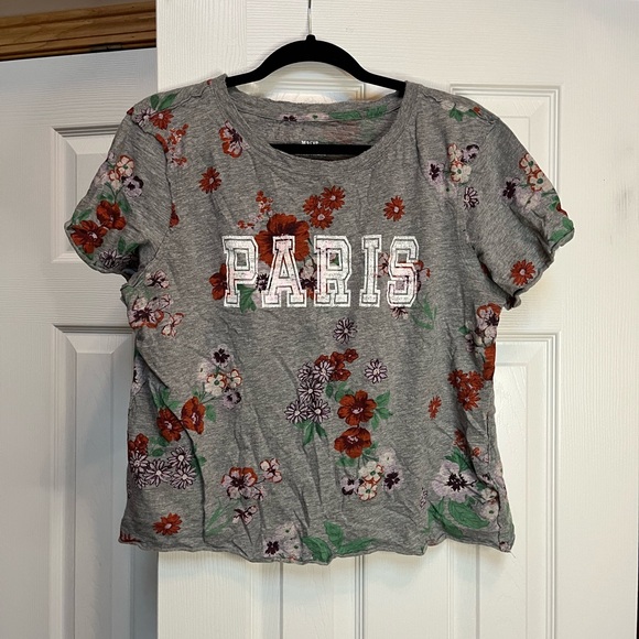 Maeve by Anthropologie Gray Floral Tee - Picture 1 of 4